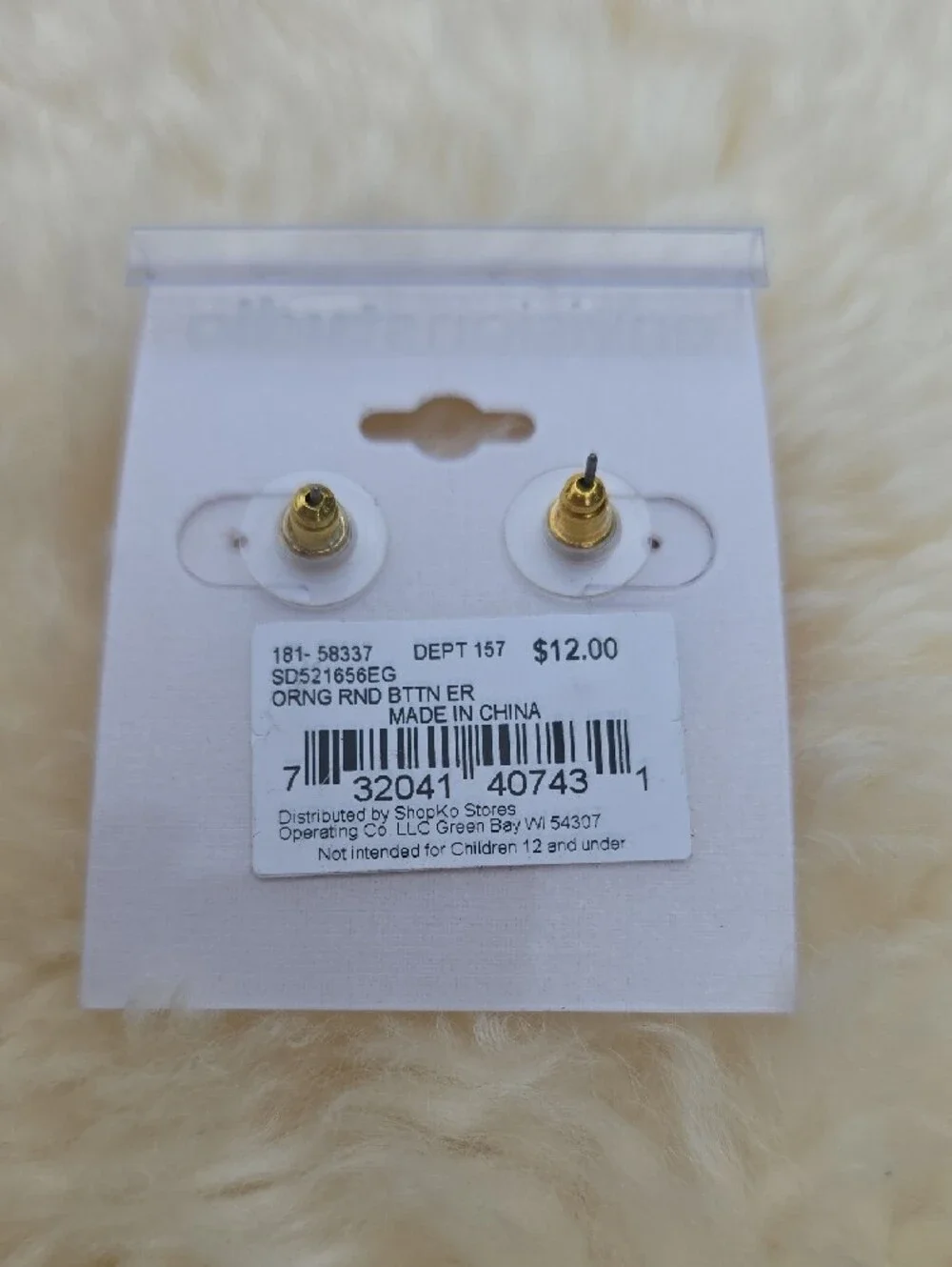 Envision Studio Orange Round Stud Earrings - Picture 2 of 2